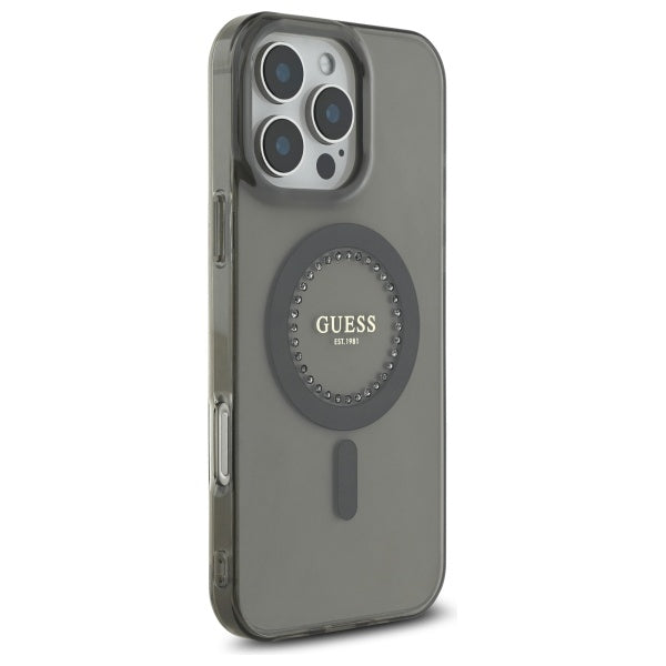 Capa MagSafe para Apple iPhone 16 Pro Max, Guess, IML Rhinestone, Preta