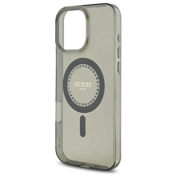 Capa MagSafe para Apple iPhone 16 Pro Max, Guess, IML Rhinestone, Preta