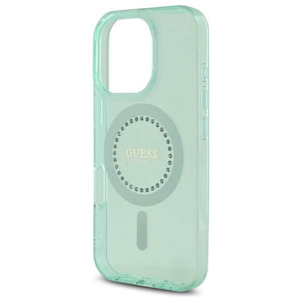 Capa MagSafe para Apple iPhone 16 Pro Max, Guess, IML Rhinestone, Verde