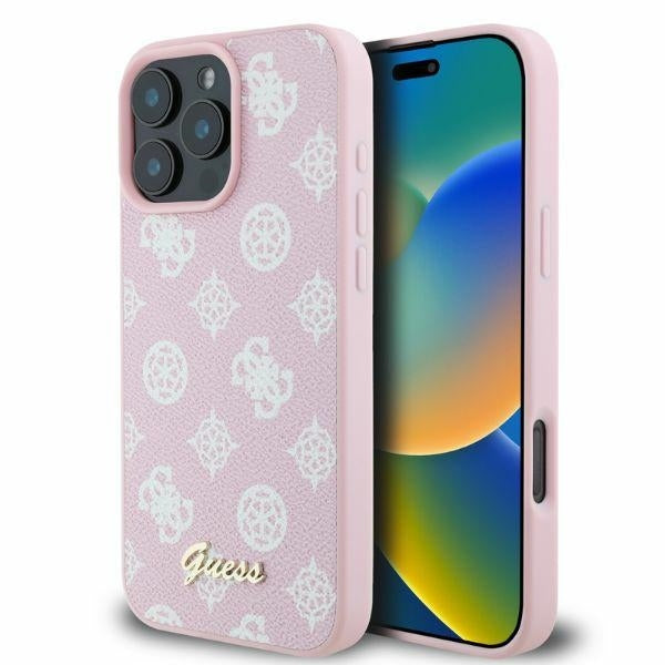 Capa MagSafe para Apple iPhone 16 Pro Max, Guess, Peony Script, Rosa