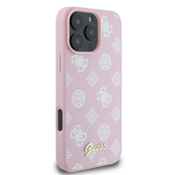 Capa MagSafe para Apple iPhone 16 Pro Max, Guess, Peony Script, Rosa