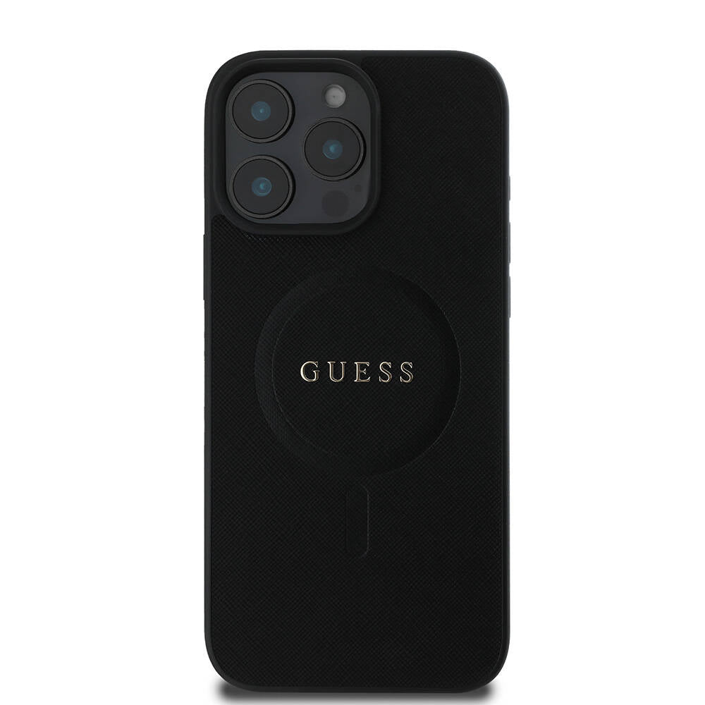 Capa MagSafe para Apple iPhone 16 Pro Max, Guess, Saffiano Classic Logo, Preta