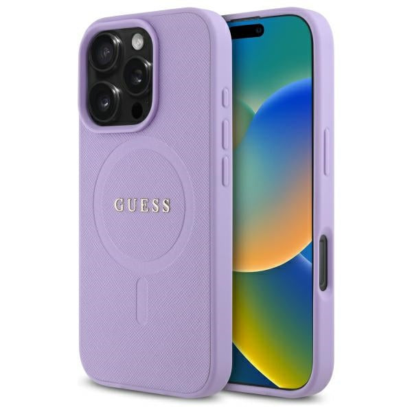 Capa MagSafe para Apple iPhone 16 Pro Max, Guess, Saffiano, Roxo