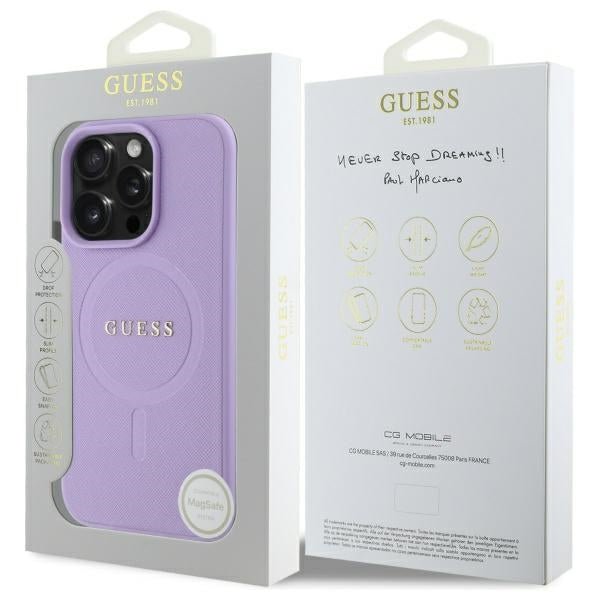 Capa MagSafe para Apple iPhone 16 Pro Max, Guess, Saffiano, Roxo