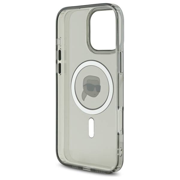 Capa MagSafe para Apple iPhone 16 Pro Max, Karl Lagerfeld, IML Metal Karl's Head, Preta