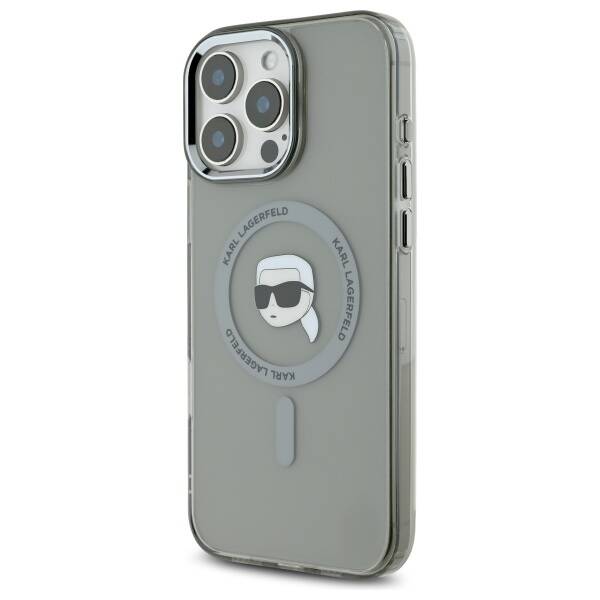 Capa MagSafe para Apple iPhone 16 Pro Max, Karl Lagerfeld, IML Metal Karl's Head, Preta