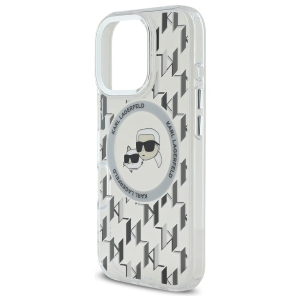 Capa MagSafe para Apple iPhone 16 Pro Max, Karl Lagerfeld, IML Monograma Karl & Cabeças de Choupette, Transparente