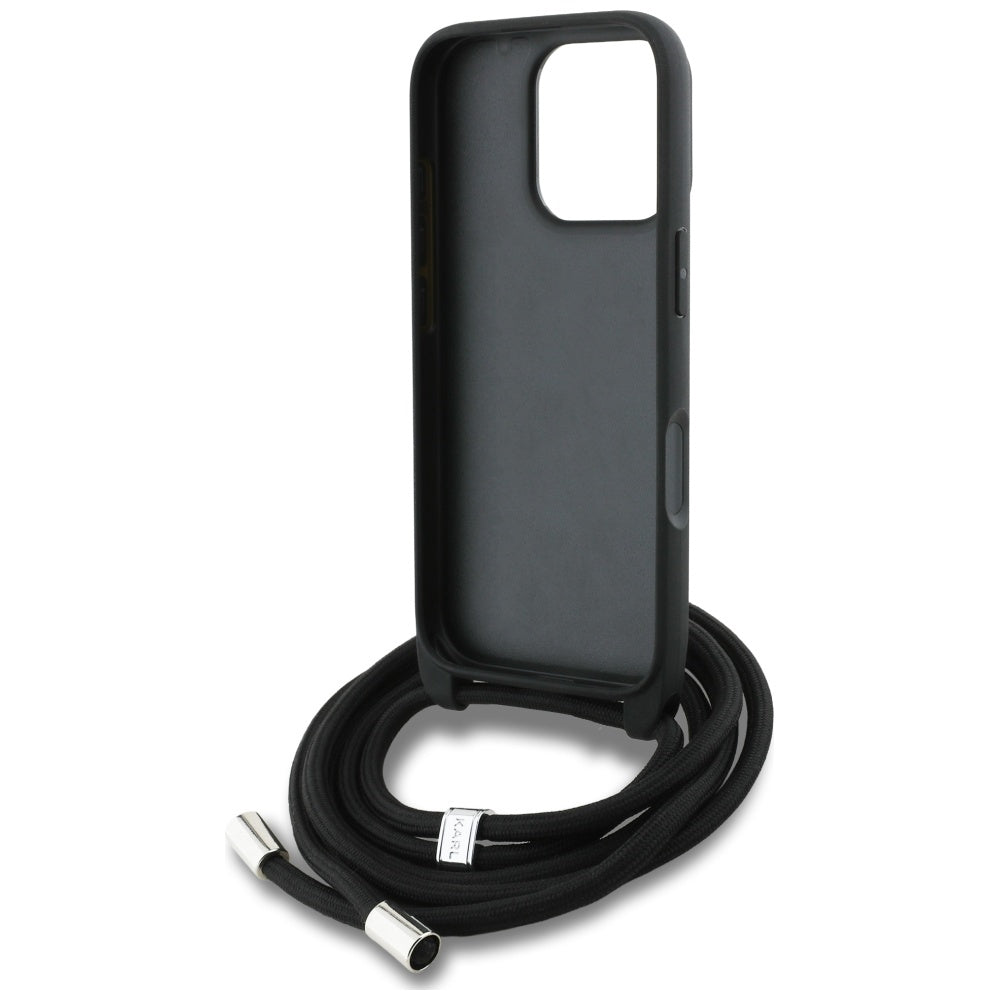 Capa MagSafe para Apple iPhone 16 Pro Max, Karl Lagerfeld, Saffiano Crossbody, Preta