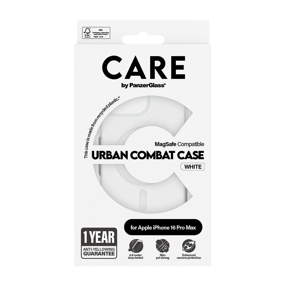 Capa MagSafe para Apple iPhone 16 Pro Max, PanzerGlass, Care Urban Combat, Transparente Branca