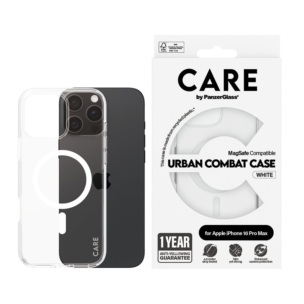 Capa MagSafe para Apple iPhone 16 Pro Max, PanzerGlass, Care Urban Combat, Transparente Branca