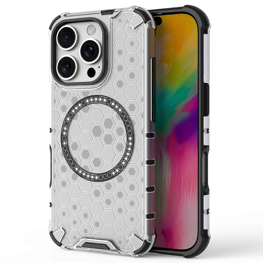 Capa MagSafe para Apple iPhone 16 Pro Max, Techsuit, HoneyComb Shield, Branca