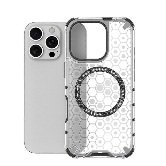 Capa MagSafe para Apple iPhone 16 Pro Max, Techsuit, HoneyComb Shield, Branca
