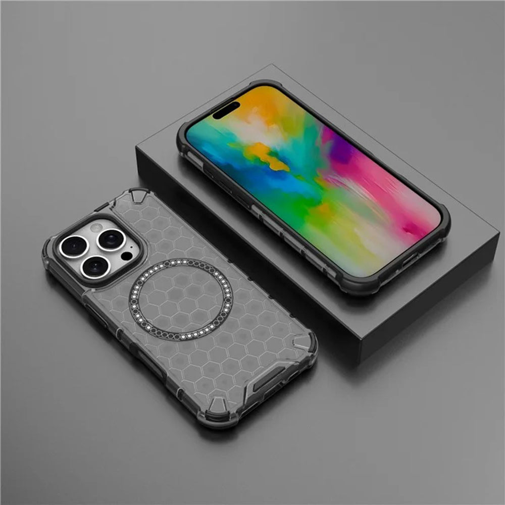 Capa MagSafe para Apple iPhone 16 Pro Max, Techsuit, HoneyComb Shield, Preta