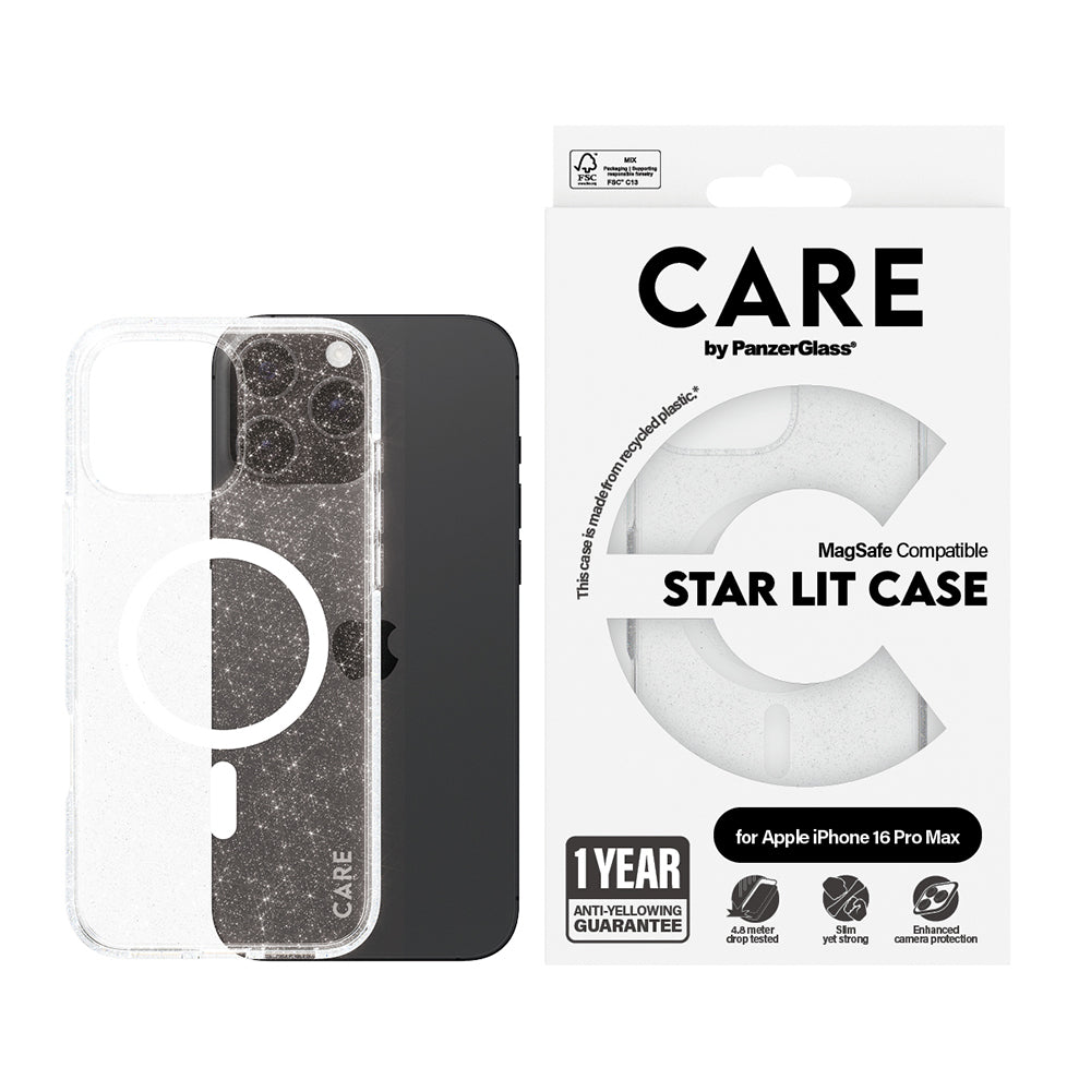 Capa MagSafe para Apple iPhone 16 Pro, PanzerGlass, Care Urban Combat Star Lit, Transparente Branca
