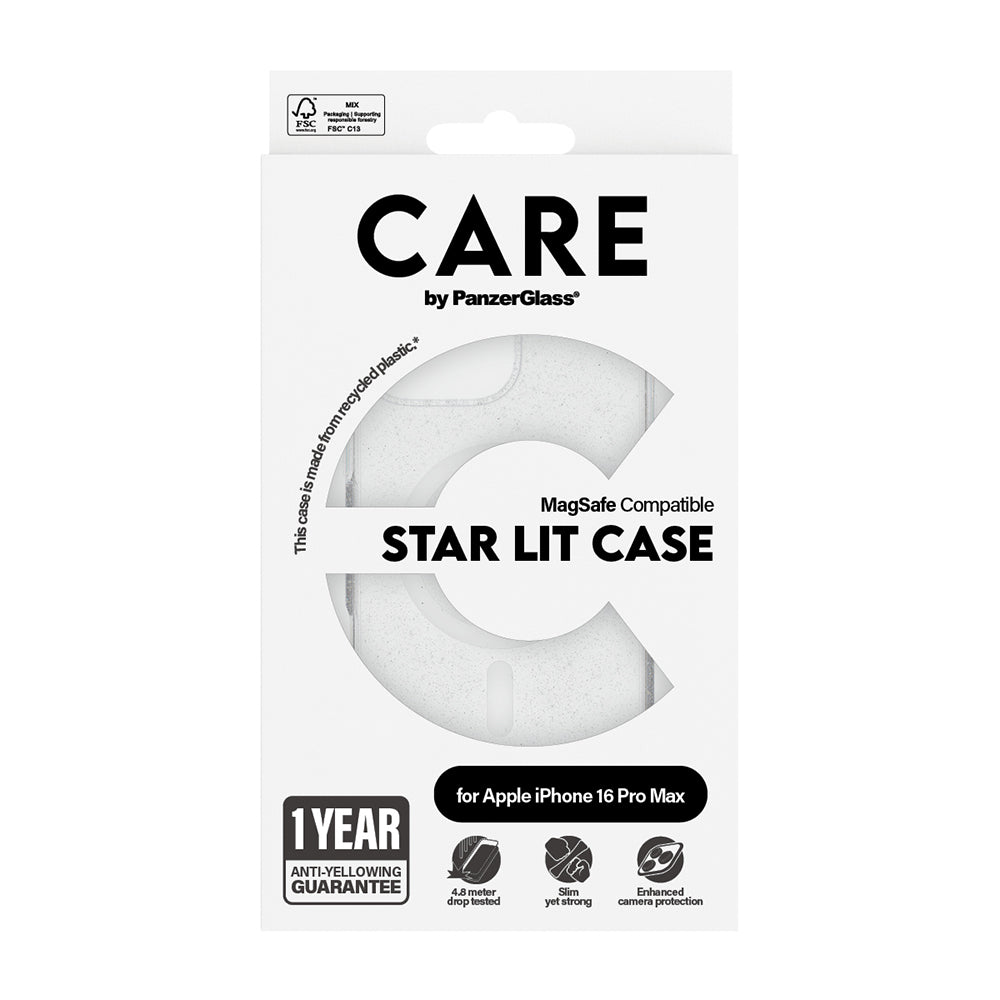 Capa MagSafe para Apple iPhone 16 Pro, PanzerGlass, Care Urban Combat Star Lit, Transparente Branca