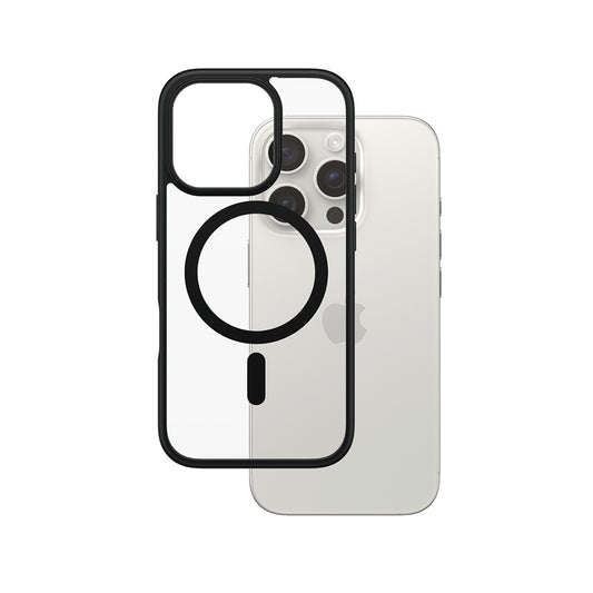 Capa MagSafe para Apple iPhone 16 Pro, PanzerGlass, Frame, Transparente Negra