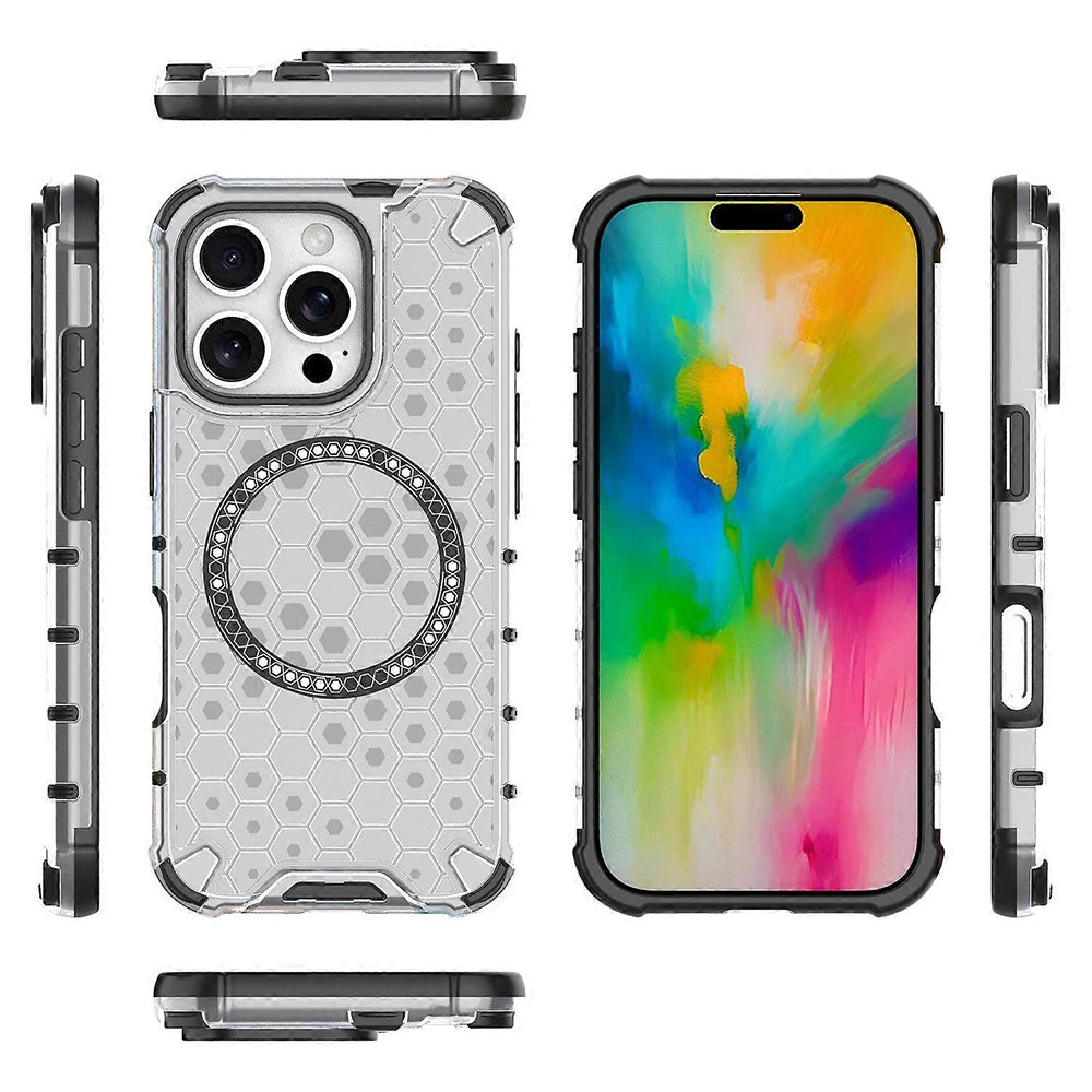 Capa MagSafe para Apple iPhone 16 Pro, Techsuit, HoneyComb Shield, Branca