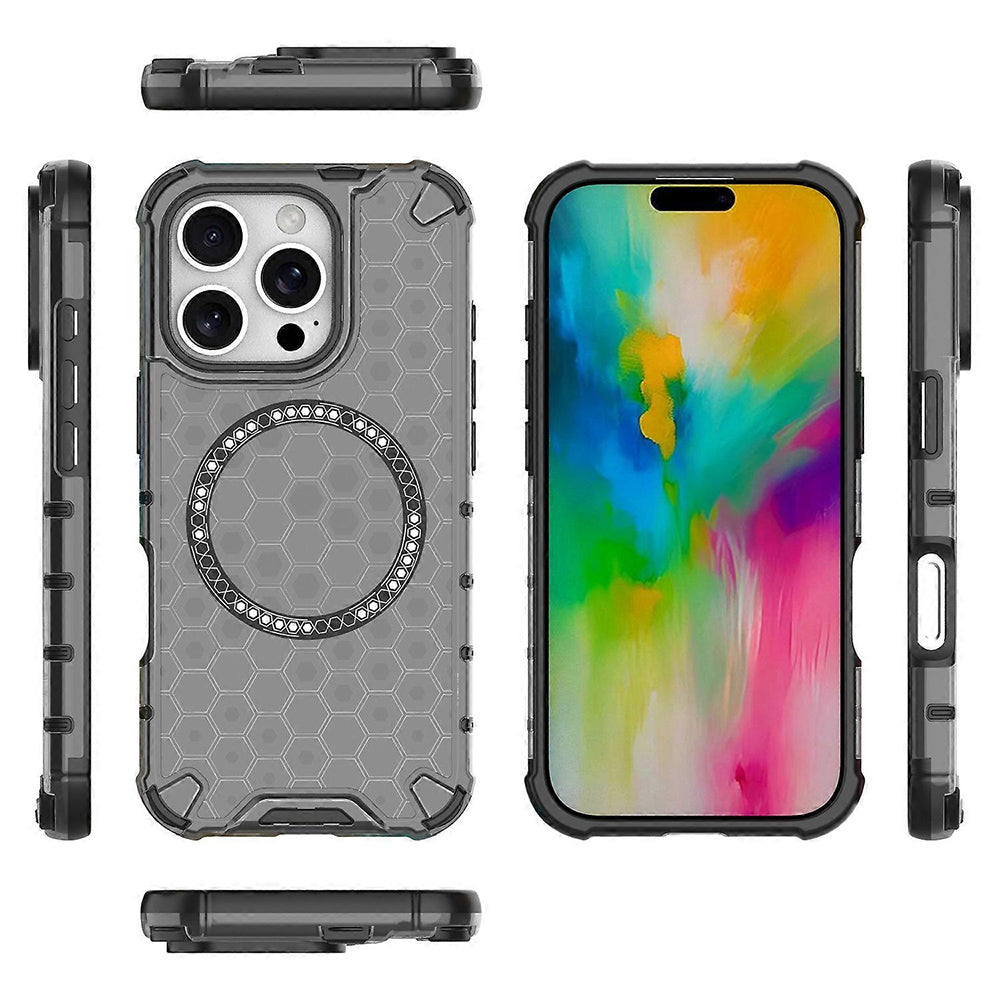 Capa MagSafe para Apple iPhone 16 Pro, Techsuit, HoneyComb Shield, Preta