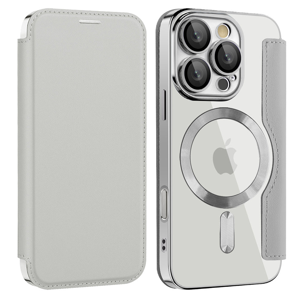 Capa MagSafe para Apple iPhone 16 Pro, Techsuit, SmartMag Book, Cinzento
