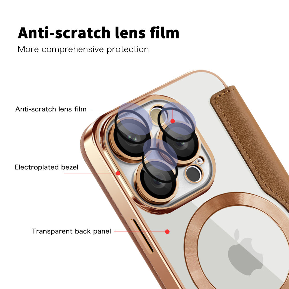 Capa MagSafe para Apple iPhone 16 Pro, Techsuit, SmartMag Book, Castanha