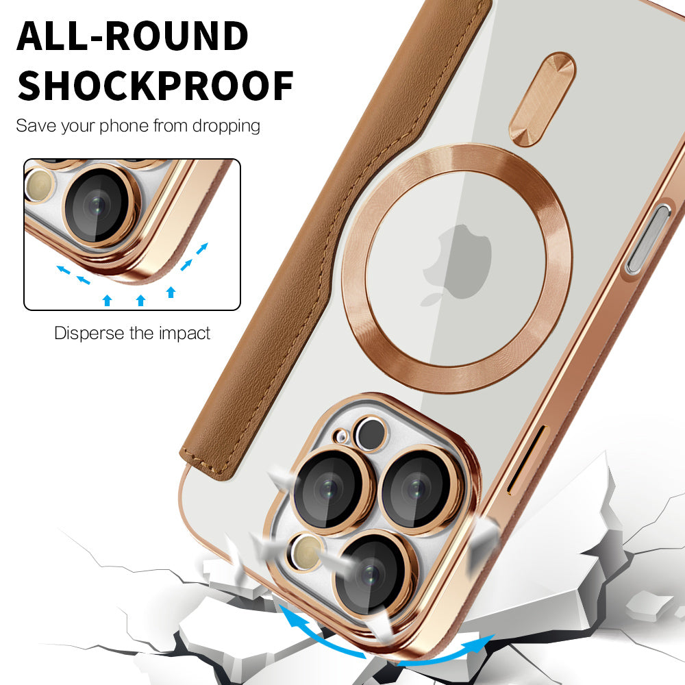Capa MagSafe para Apple iPhone 16 Pro, Techsuit, SmartMag Book, Castanha