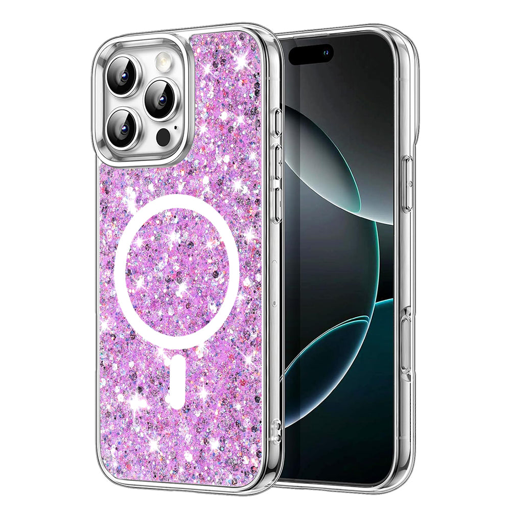 Capa MagSafe para Apple iPhone 16 Pro, Techsuit, Sparkly Glitter, Magenta