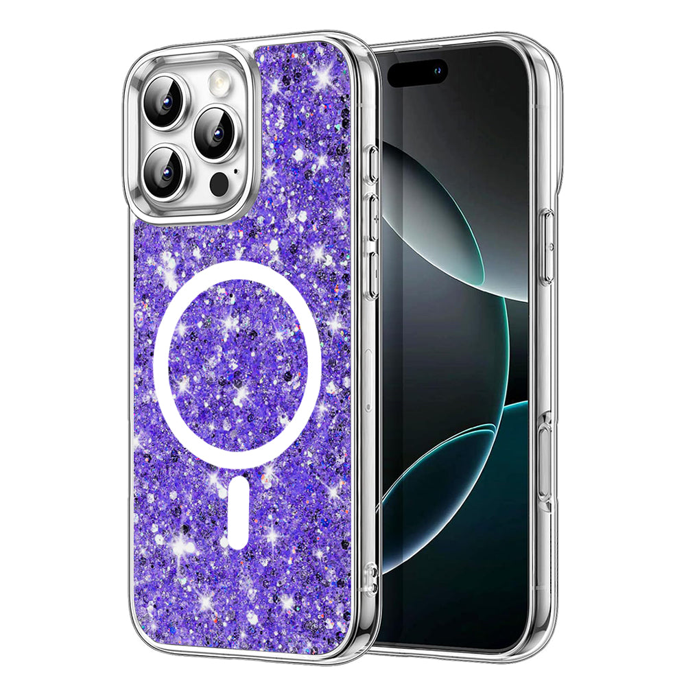 Capa MagSafe para Apple iPhone 16 Pro, Techsuit, Sparkly Glitter, Roxo