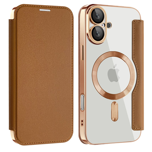 Capa MagSafe para Apple iPhone 16, Techsuit, SmartMag Book, Castanha