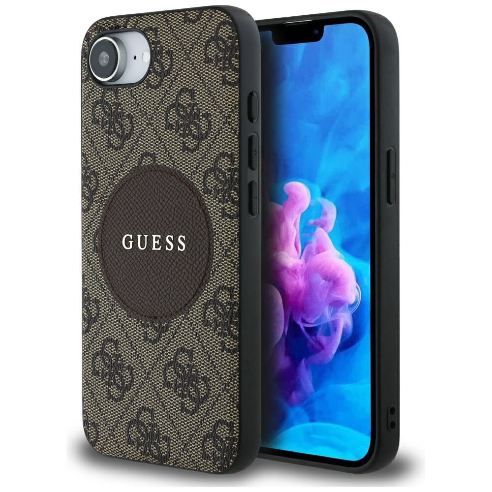 Capa MagSafe para Apple iPhone 17e / 16e, Guess, 4G Circle Classic Logo, Castanho