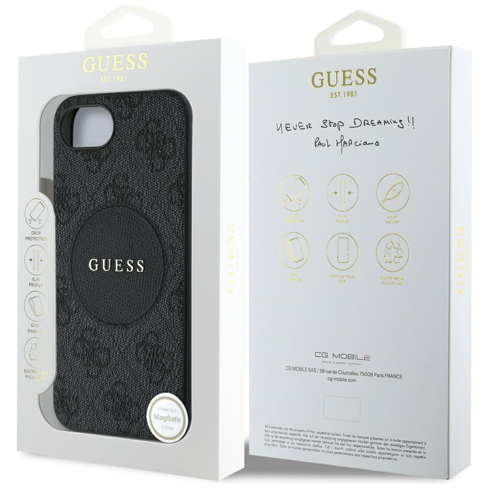 Capa MagSafe para Apple iPhone 17e / 16e, Guess, 4G Circle Classic Logo, Castanho