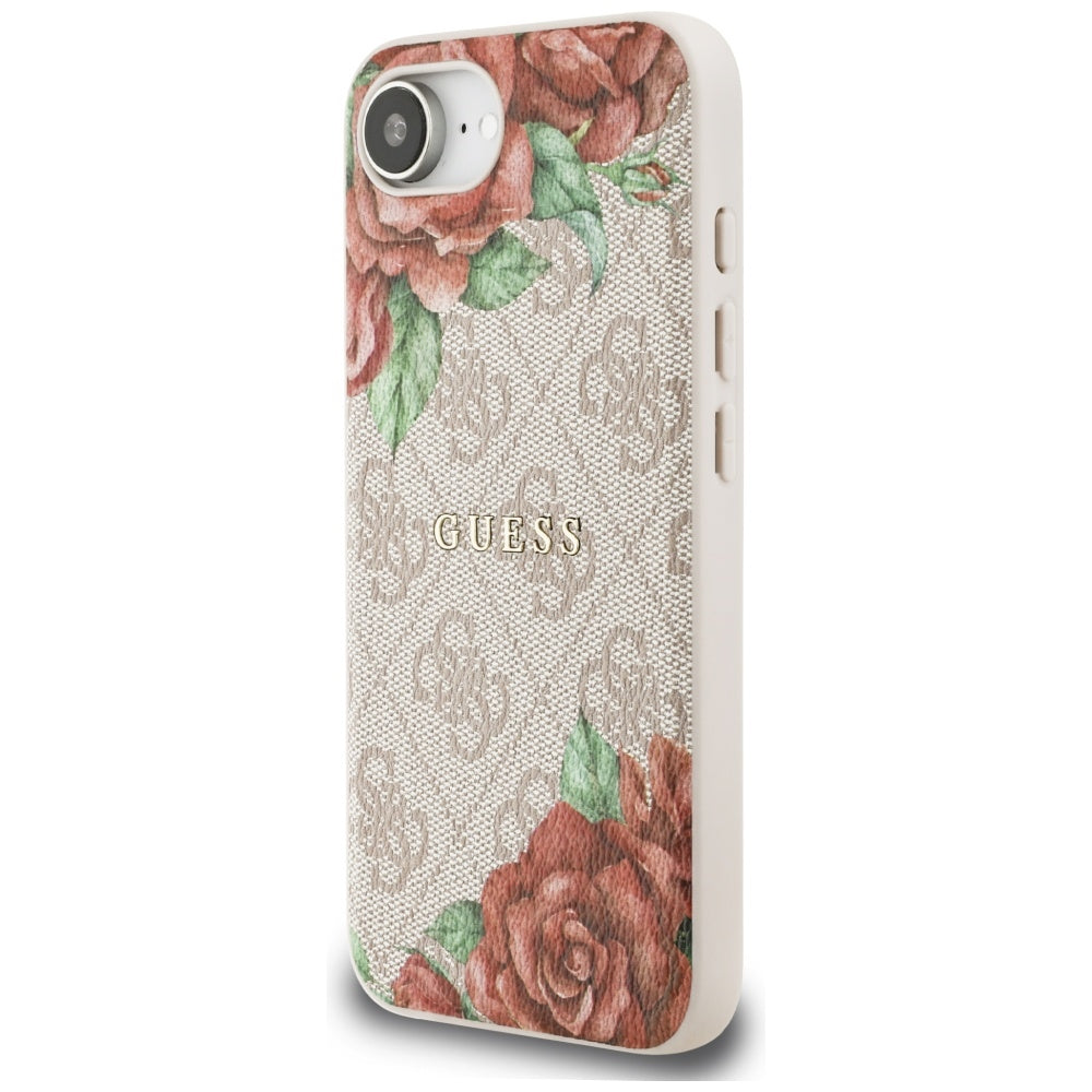 Capa MagSafe para Apple iPhone 17e / 16e, Guess, Estampa de Flores 4G, Rosa