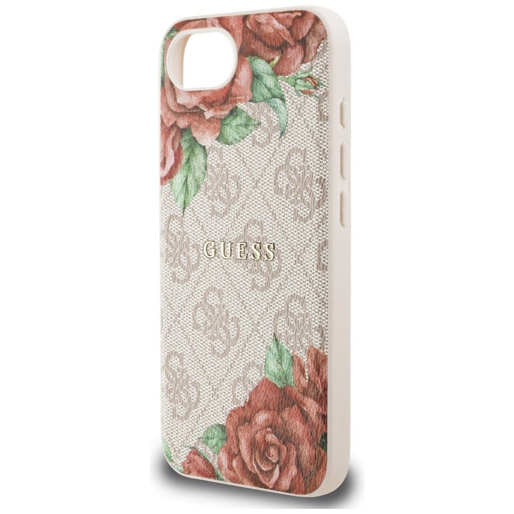 Capa MagSafe para Apple iPhone 17e / 16e, Guess, Estampa de Flores 4G, Rosa