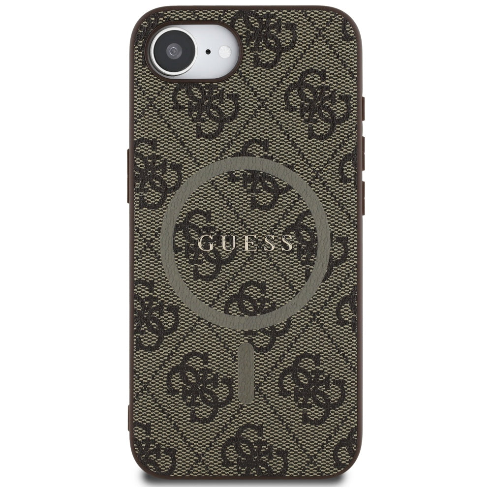 Capa MagSafe para Apple iPhone 17e / 16e, Guess, 4G Ring Classic Logo, Castanho
