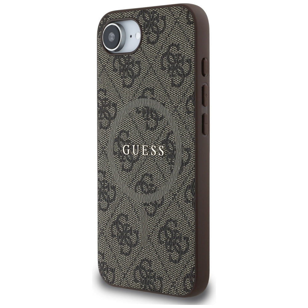 Capa MagSafe para Apple iPhone 17e / 16e, Guess, 4G Ring Classic Logo, Castanho