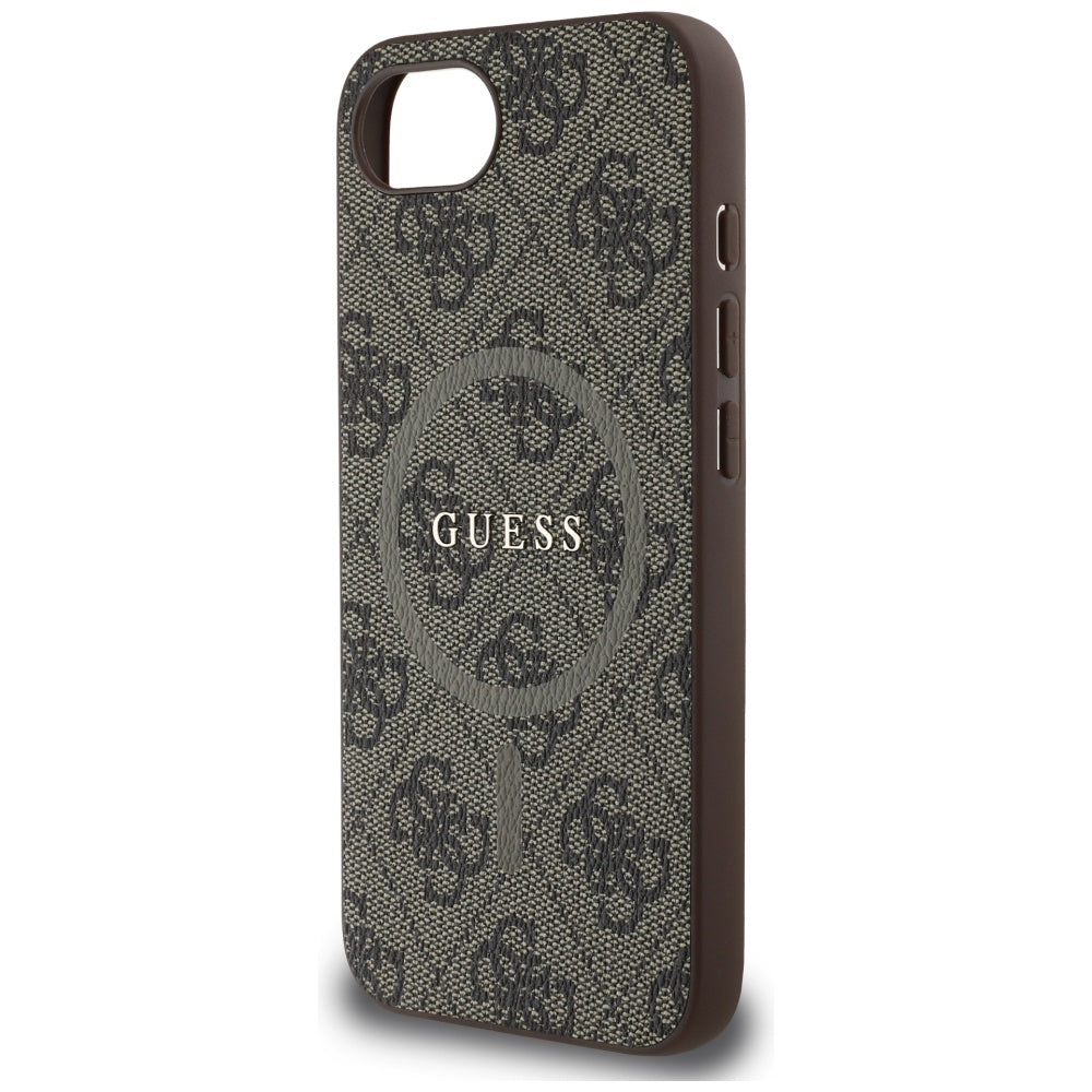 Capa MagSafe para Apple iPhone 17e / 16e, Guess, 4G Ring Classic Logo, Castanho