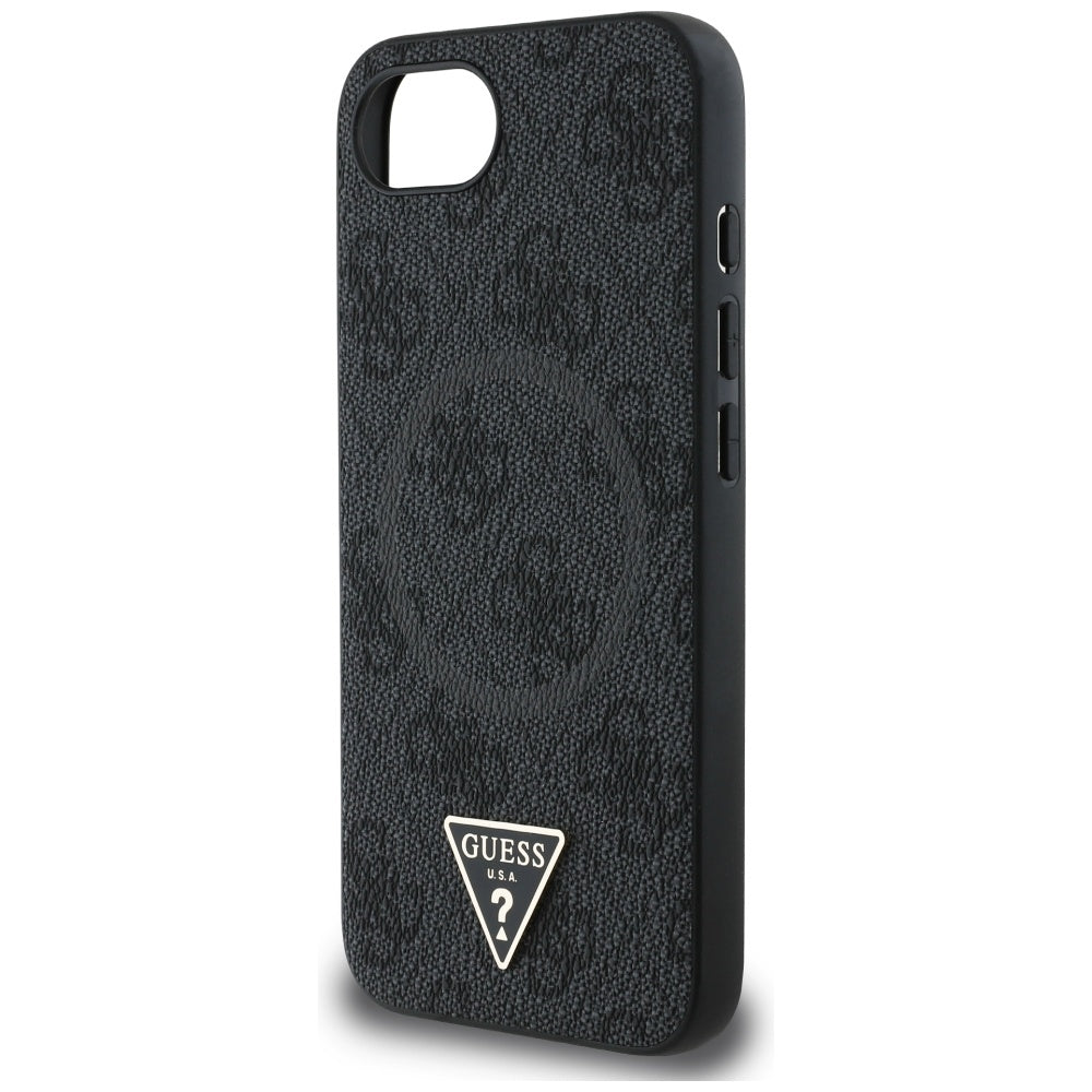 Capa MagSafe para Apple iPhone 17e / 16e, Guess, Logo Triângulo Anel 4G, Preta