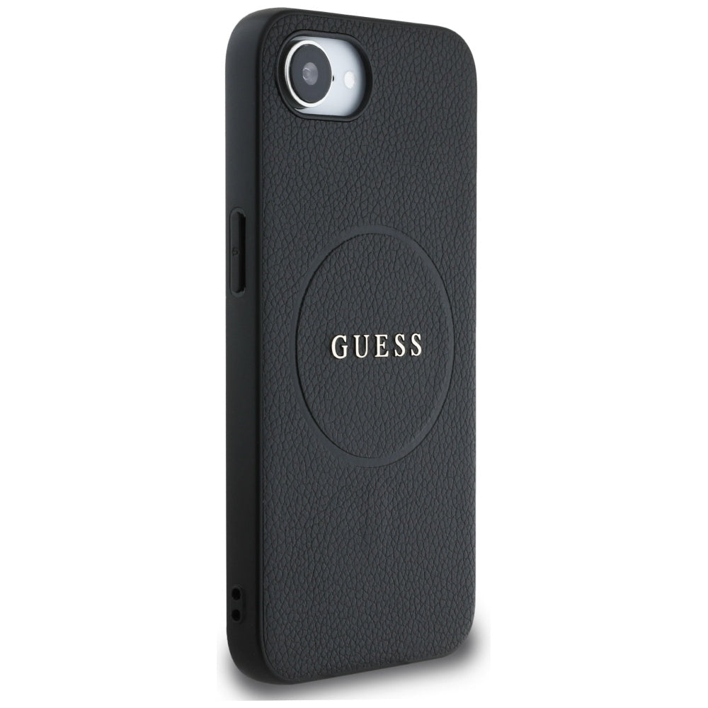 Capa MagSafe para Apple iPhone 17e / 16e, Guess, Grained Gold Ring, Preta
