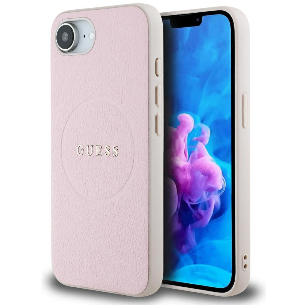 Capa MagSafe para Apple iPhone 17e / 16e, Guess, Grained Gold Ring, Rosa