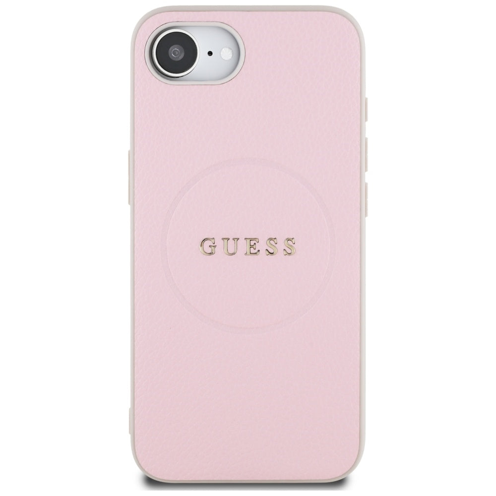 Capa MagSafe para Apple iPhone 17e / 16e, Guess, Grained Gold Ring, Rosa