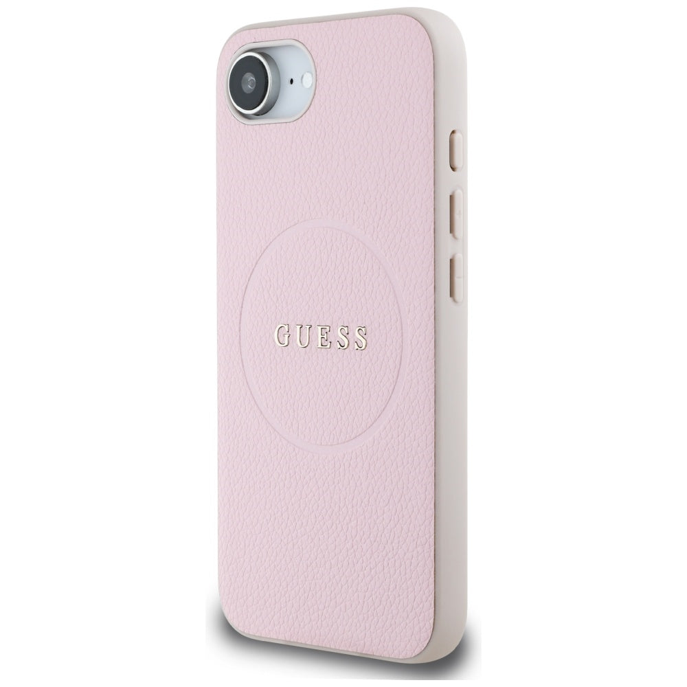 Capa MagSafe para Apple iPhone 17e / 16e, Guess, Grained Gold Ring, Rosa