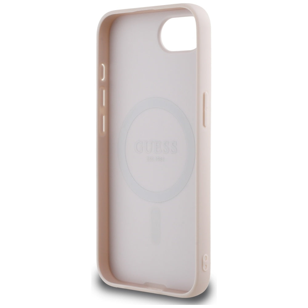 Capa MagSafe para Apple iPhone 17e / 16e, Guess, Grained Gold Ring, Rosa