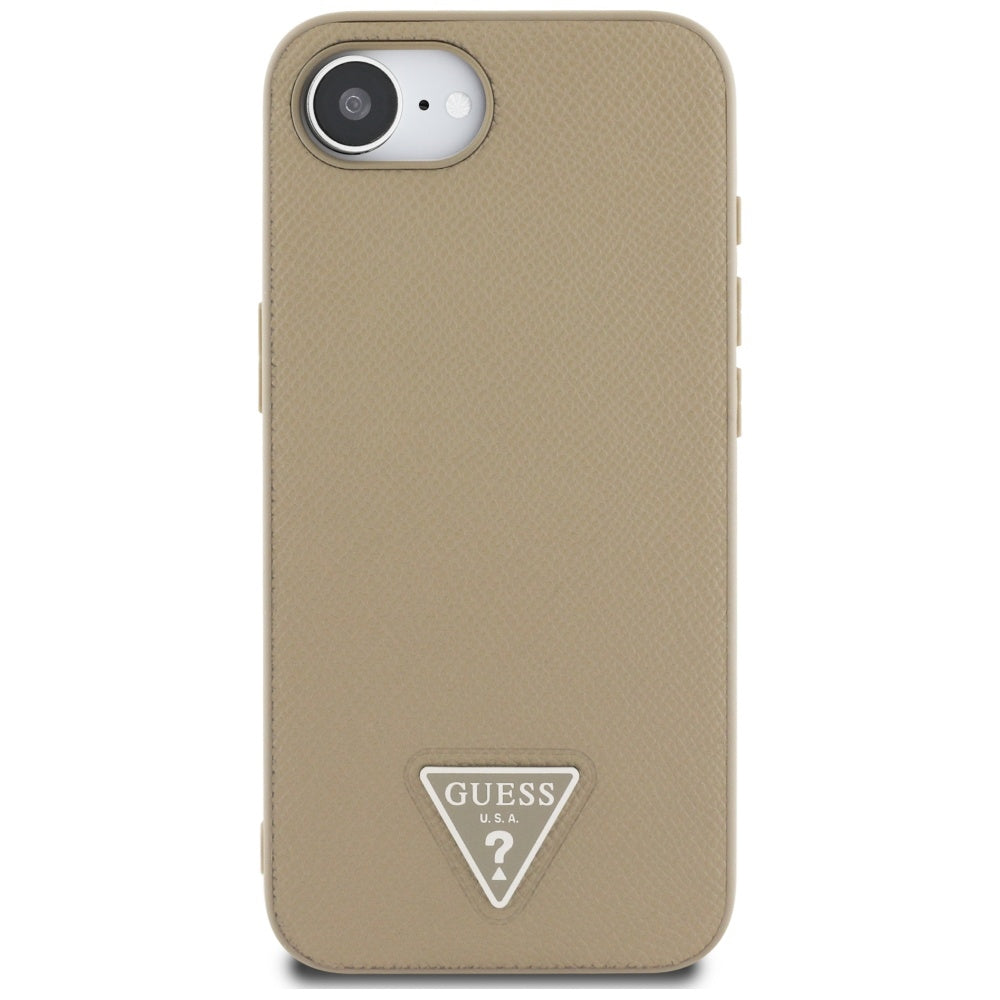 Capa MagSafe para Apple iPhone 17e / 16e, Guess, Logo Triângulo Granulado, Castanho