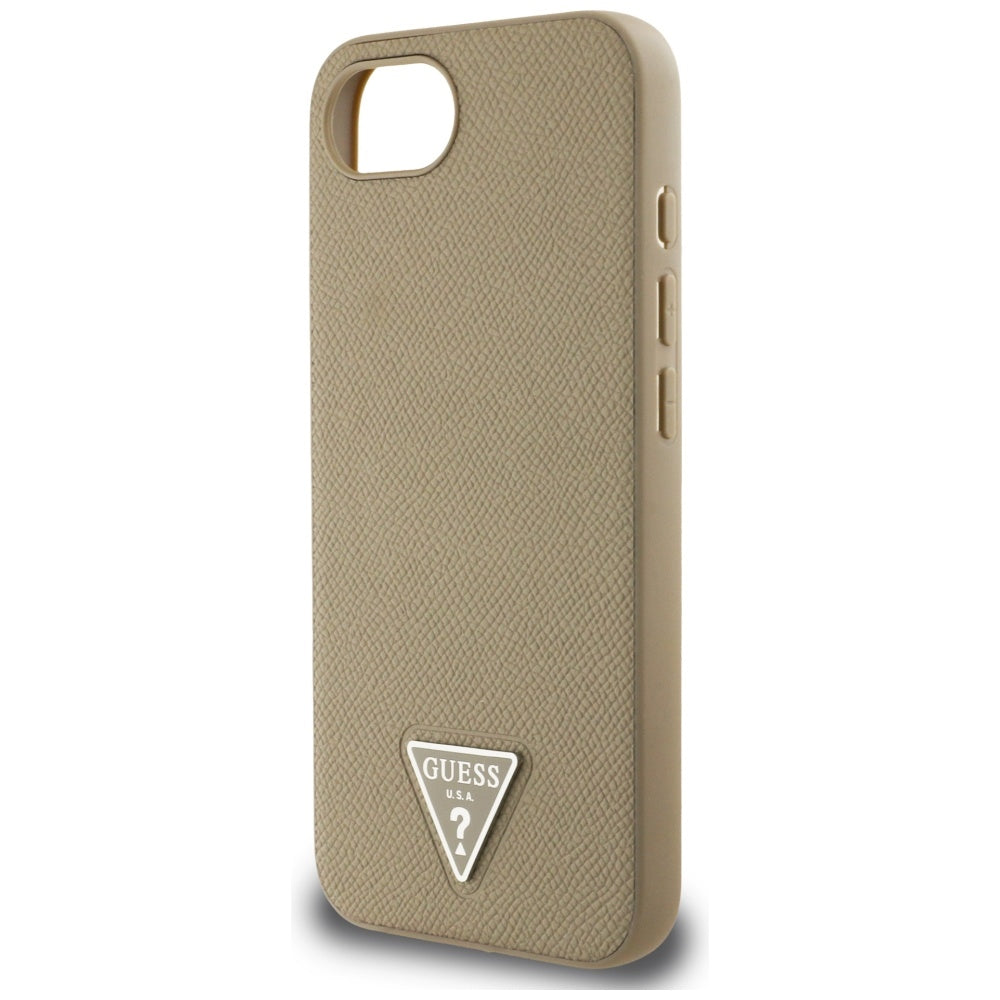 Capa MagSafe para Apple iPhone 17e / 16e, Guess, Logo Triângulo Granulado, Castanho