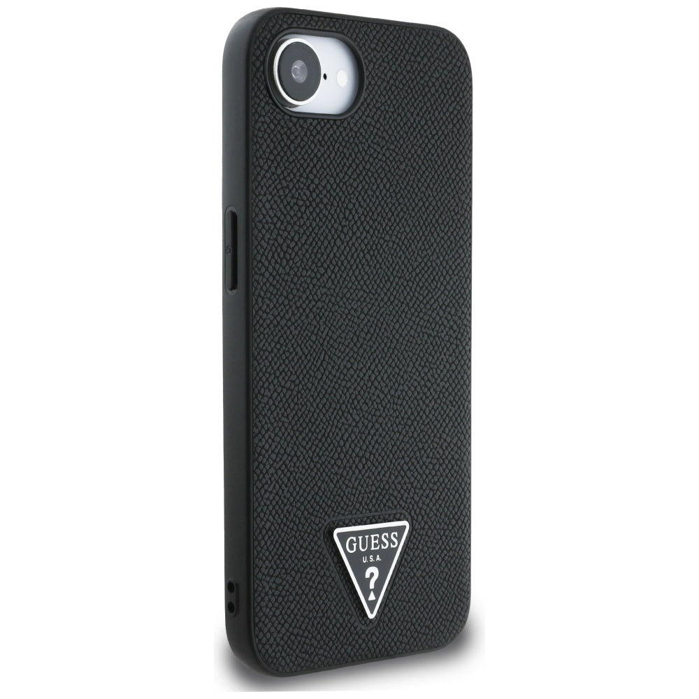 Capa MagSafe para Apple iPhone 17e / 16e, Guess, Logo Triângulo Granulado, Preta