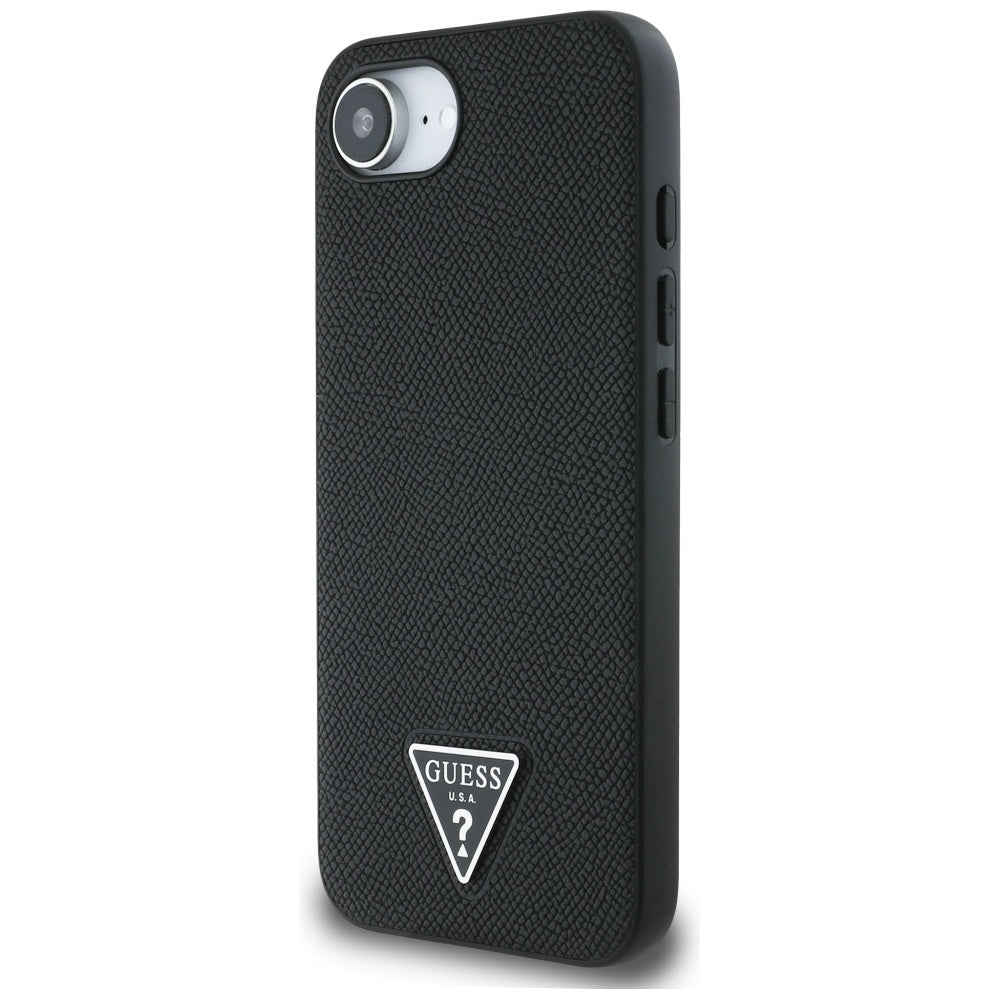 Capa MagSafe para Apple iPhone 17e / 16e, Guess, Logo Triângulo Granulado, Preta