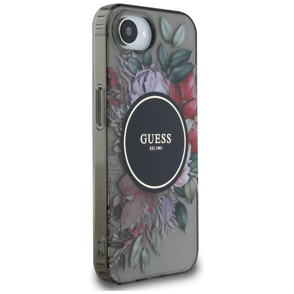 Capa MagSafe para Apple iPhone 17e / 16e, Guess, IML Flowers, Preta