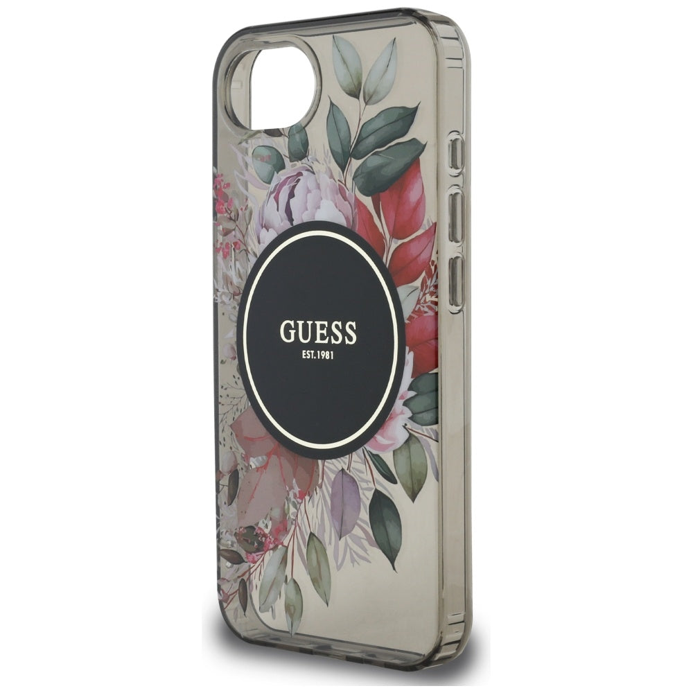 Capa MagSafe para Apple iPhone 17e / 16e, Guess, IML Flowers, Preta
