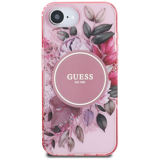 Capa MagSafe para Apple iPhone 16e, Guess, IML Flowers, Rosa