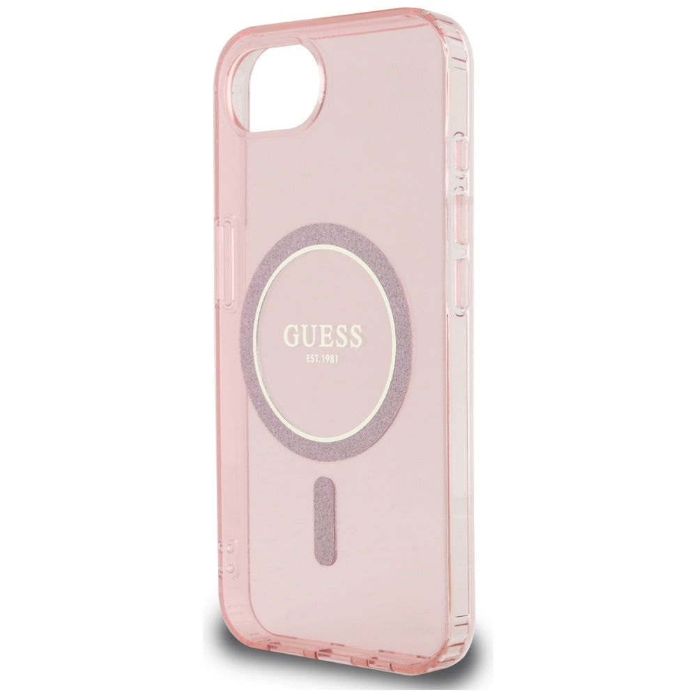 Capa MagSafe para Apple iPhone 17e / 16e, Guess, IML Glitter Circle, Rosa