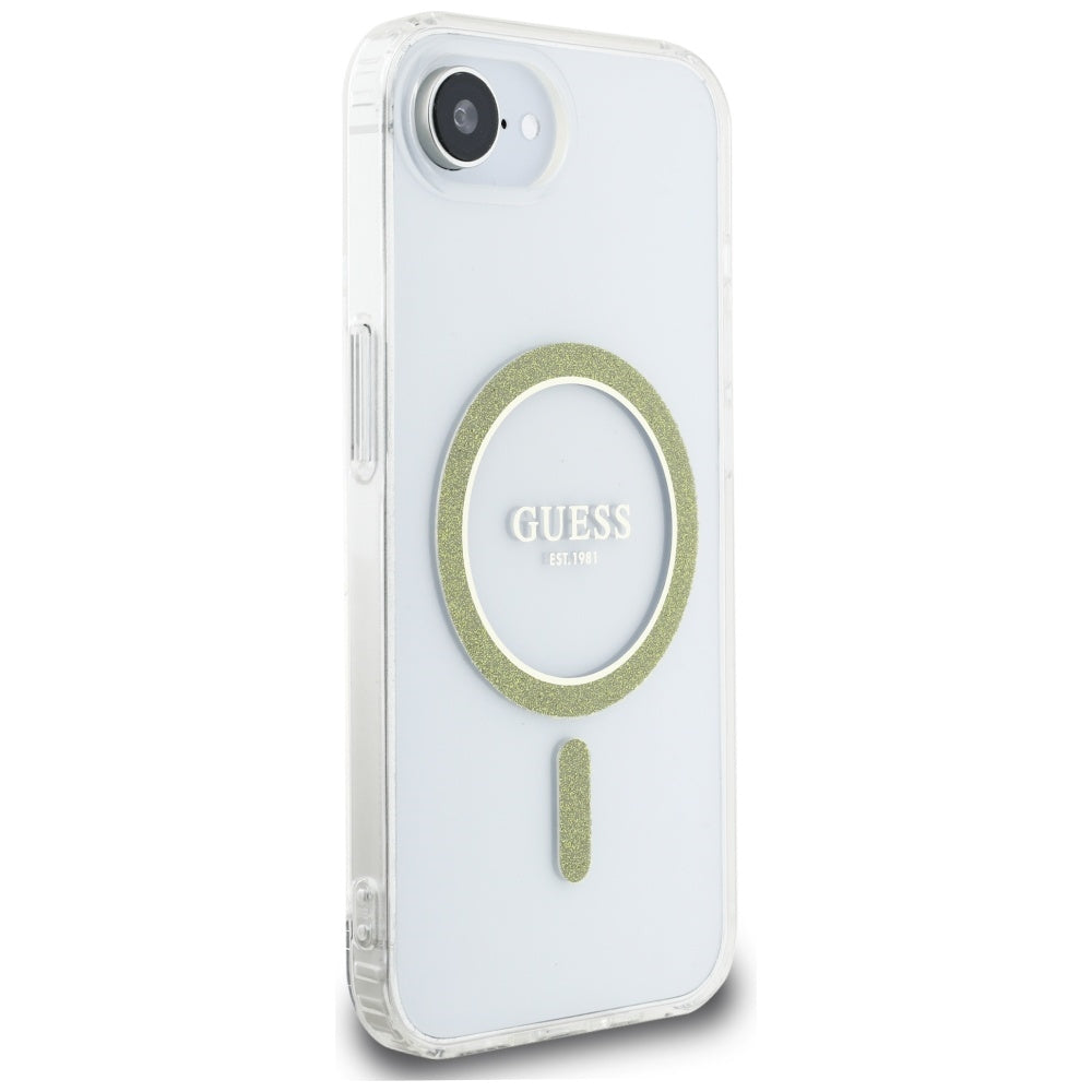 Capa MagSafe para Apple iPhone 17e / 16e, Guess, IML Glitter Circle, Transparente